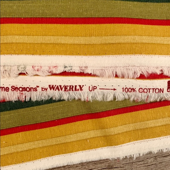 💯 % cotton striped Waverly fabric -5 yds warm fall colors- autumn warmth - Picture 3 of 6